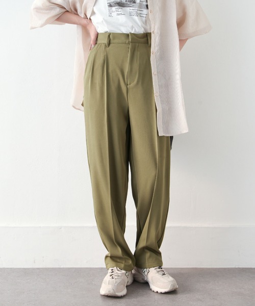 Chillfar（チルファー）の「ハイウエストテーパードスラックスパンツ（スラックス・レディース・オレンジ/グリーン/ダークブラウン/ピンク/カーキ/ブラック/アイボリー/グレー・MEDIUM/LARGE）」の6枚目の写真