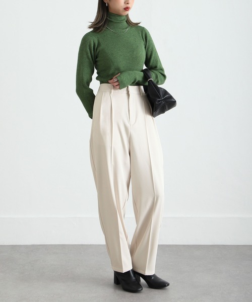 Chillfar（チルファー）の「ハイウエストテーパードスラックスパンツ（スラックス・レディース・オレンジ/グリーン/ダークブラウン/ピンク/カーキ/ブラック/アイボリー/グレー・MEDIUM/LARGE）」の11枚目の写真