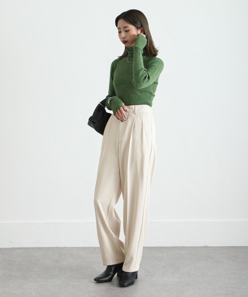 Chillfar（チルファー）の「ハイウエストテーパードスラックスパンツ（スラックス・レディース・オレンジ/グリーン/ダークブラウン/ピンク/カーキ/ブラック/アイボリー/グレー・MEDIUM/LARGE）」の14枚目の写真