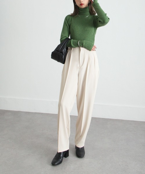 Chillfar（チルファー）の「ハイウエストテーパードスラックスパンツ（スラックス・レディース・オレンジ/グリーン/ダークブラウン/ピンク/カーキ/ブラック/アイボリー/グレー・MEDIUM/LARGE）」の13枚目の写真