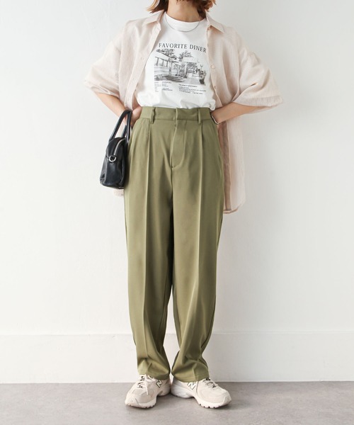 Chillfar（チルファー）の「ハイウエストテーパードスラックスパンツ（スラックス・レディース・オレンジ/グリーン/ダークブラウン/ピンク/カーキ/ブラック/アイボリー/グレー・MEDIUM/LARGE）」の16枚目の写真