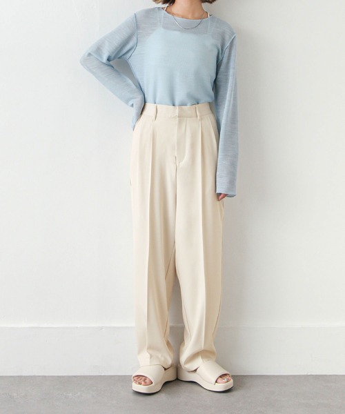 Chillfar（チルファー）の「ハイウエストテーパードスラックスパンツ（スラックス・レディース・オレンジ/グリーン/ダークブラウン/ピンク/カーキ/ブラック/アイボリー/グレー・MEDIUM/LARGE）」の17枚目の写真