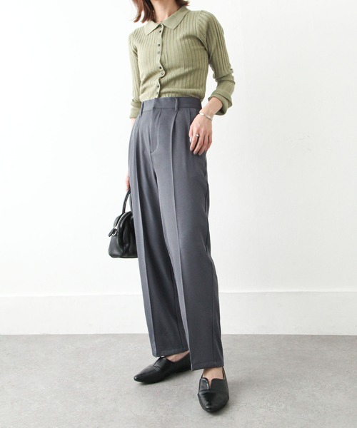 Chillfar（チルファー）の「ハイウエストテーパードスラックスパンツ（スラックス・レディース・オレンジ/グリーン/ダークブラウン/ピンク/カーキ/ブラック/アイボリー/グレー・MEDIUM/LARGE）」の19枚目の写真