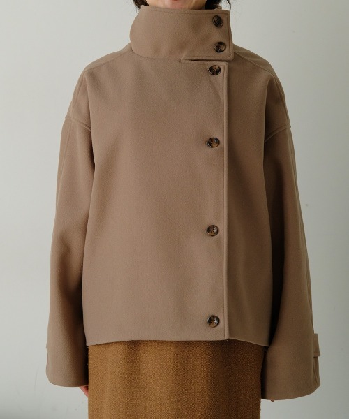 Bab（バブ）の「スタンドネックショートコート（ステンカラーコート・レディース・グリーン/ベージュ/ブラック・M）」の21枚目の写真