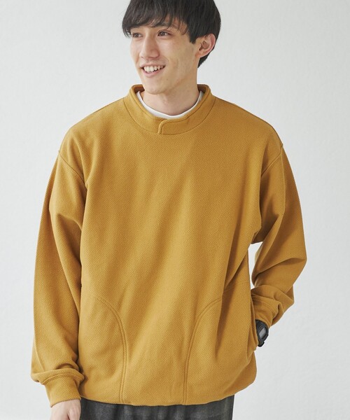 coen（コーエン）の「ドビーフリーススタンドカラープルオーバースウェット（スウェット・メンズ・ブラック/マスタード/ダークグリーン・S/M/L/XL）」の3枚目の写真