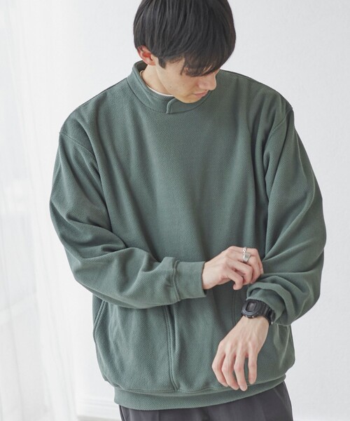 coen（コーエン）の「ドビーフリーススタンドカラープルオーバー