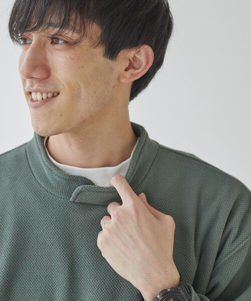 coen（コーエン）の「ドビーフリーススタンドカラープルオーバースウェット（スウェット・メンズ・ブラック/マスタード/ダークグリーン・S/M/L/XL）」の15枚目の写真