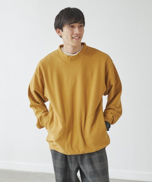 coen（コーエン）の「ドビーフリーススタンドカラープルオーバースウェット（スウェット・メンズ・ブラック/マスタード/ダークグリーン・S/M/L/XL）」の13枚目の写真