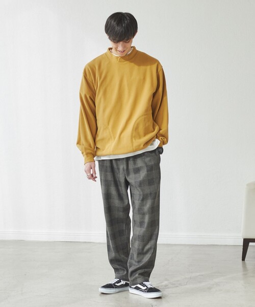 coen（コーエン）の「ドビーフリーススタンドカラープルオーバースウェット（スウェット・メンズ・ブラック/マスタード/ダークグリーン・S/M/L/XL）」の18枚目の写真