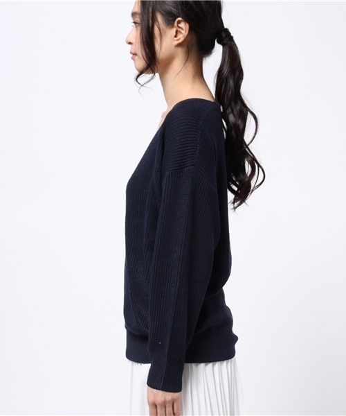OUTLET（アウトレット）の「【goocy】深VユルKnitプルオーバー（ニット/セーター・レディース・ネイビー/ピンク・FREE）」の6枚目の写真