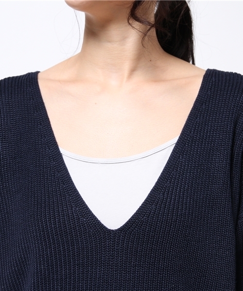 OUTLET（アウトレット）の「【goocy】深VユルKnitプルオーバー（ニット/セーター・レディース・ネイビー/ピンク・FREE）」の8枚目の写真