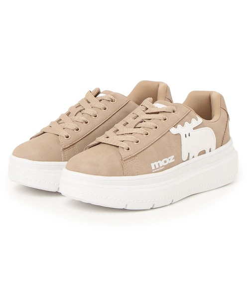 moz（モズ）の「moz(モズ)厚底ビックロゴスニーカー（スニーカー・レディース・ピンク/ブラック/ベージュ/ブルー/マルチ/ミント/グレー系その他/ベージュ系その他/ホワイト/グレイッシュベージュ/ブラック×ホワイト/ライトブルー/シルバー/モカ/インディゴブルー・M/L/LL/S）」の7枚目の写真