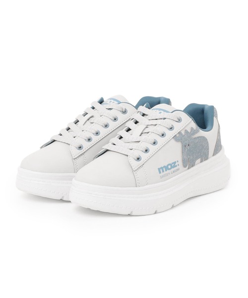 moz（モズ）の「moz(モズ)厚底ビックロゴスニーカー（スニーカー・レディース・ピンク/ブラック/ベージュ/ブルー/マルチ/ミント/グレー系その他/ベージュ系その他/ホワイト/グレイッシュベージュ/ブラック×ホワイト/ライトブルー/シルバー/モカ/インディゴブルー・M/L/LL/S）」の11枚目の写真