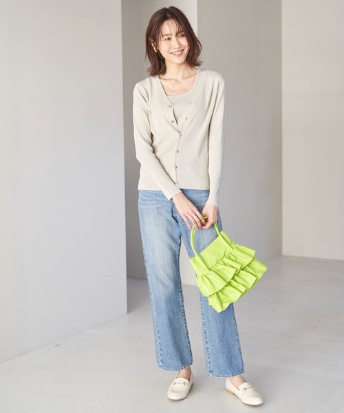 ROPE' PICNIC（ロペピクニック）の「UVカット・洗濯機OK/スクエアネックニットタンクトップ（タンクトップ・レディース・ブラック/ホワイト系その他5/ライトグレー・38）」の4枚目の写真