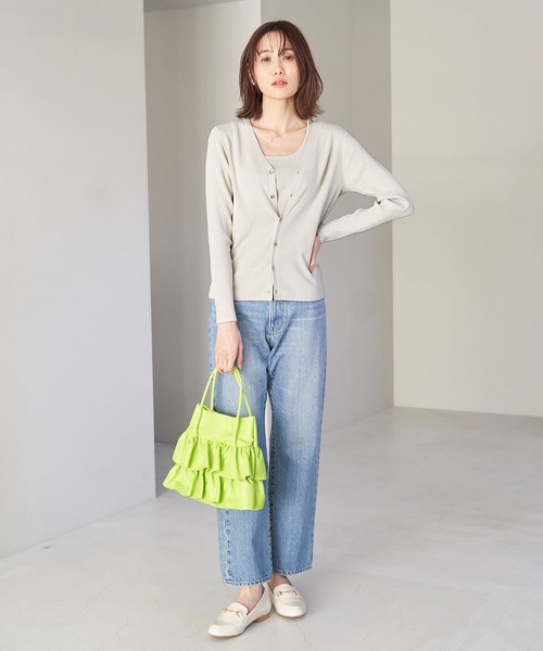 ROPE' PICNIC（ロペピクニック）の「UVカット・洗濯機OK/スクエアネックニットタンクトップ（タンクトップ・レディース・ブラック/ホワイト系その他5/ライトグレー・38）」の7枚目の写真