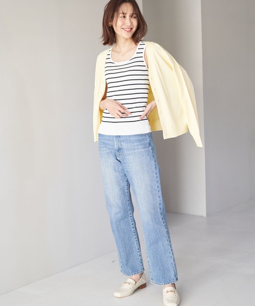 ROPE' PICNIC（ロペピクニック）の「UVカット・洗濯機OK/スクエアネックニットタンクトップ（タンクトップ・レディース・ブラック/ホワイト系その他5/ライトグレー・38）」の17枚目の写真