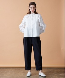 heve ドルマンスリーブラッフルブラウス 美品HEVEヘイヴ ドルマンラッフルスリーブ ブラウス トップス 黒