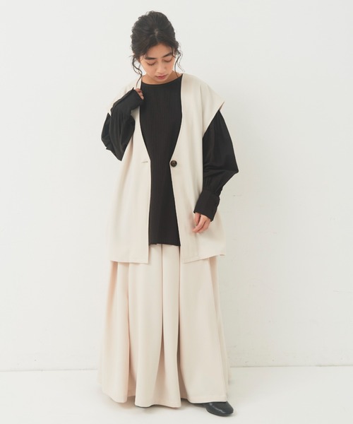 Libra Cue（リブラ キュー）の「タックボリュームロングスカート（スカート・レディース・アイボリー/ブラック・FREE）」の16枚目の写真