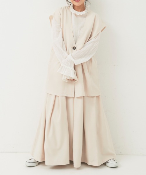 Libra Cue（リブラ キュー）の「タックボリュームロングスカート（スカート・レディース・アイボリー/ブラック・FREE）」の20枚目の写真