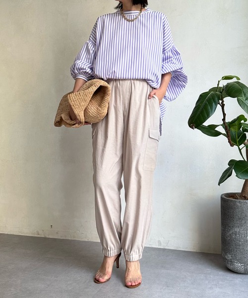 DouDou（ドゥドゥ）の「前後2WAYストライプブラウス（シャツ/ブラウス・レディース・ネイビー/バイオレット・FREE）」の19枚目の写真