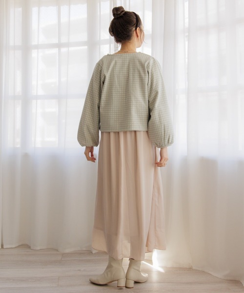 flower（フラワー）の「パーリーチェックトップ（カーディガン/ボレロ・レディース・ベージュ/カーキ・FREE）」の19枚目の写真