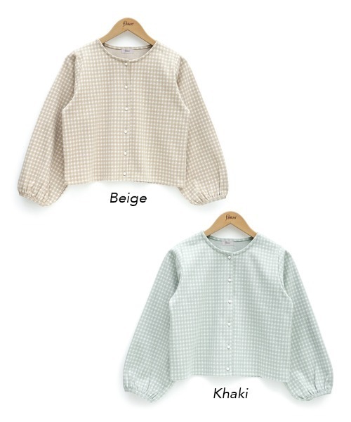 flower（フラワー）の「パーリーチェックトップ（カーディガン/ボレロ・レディース・ベージュ/カーキ・FREE）」の11枚目の写真