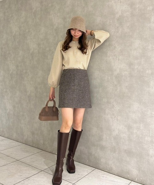 flower（フラワー）の「パーリーチェックトップ（カーディガン/ボレロ・レディース・ベージュ/カーキ・FREE）」の20枚目の写真