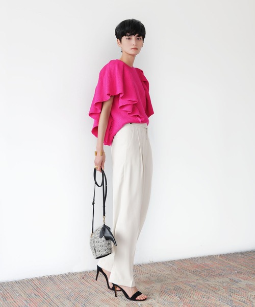 セール】ラッフルスリーブニットプルオーバー【洗える】（ニット  