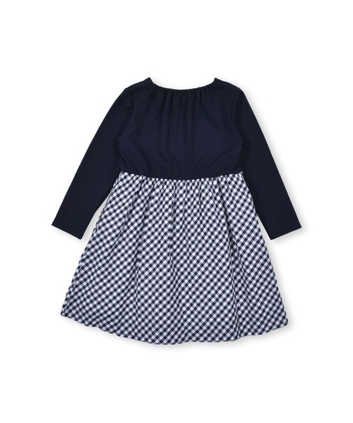 BeBe(ベベ)の「BeBe/ポンチ ギンガム チェック ドッキング ワンピース (90~150cm)(ワンピース・キッズ・ブルー系その他・140/90/120/150/110/100/130)」の2枚目の写真