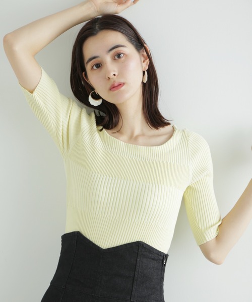 JILL STUART（ジルスチュアート）の「◆カラーベーシックリブトップス（ニット/セーター・レディース・ホワイト/ブラック/レッド/イエロー・FREE）」の4枚目の写真