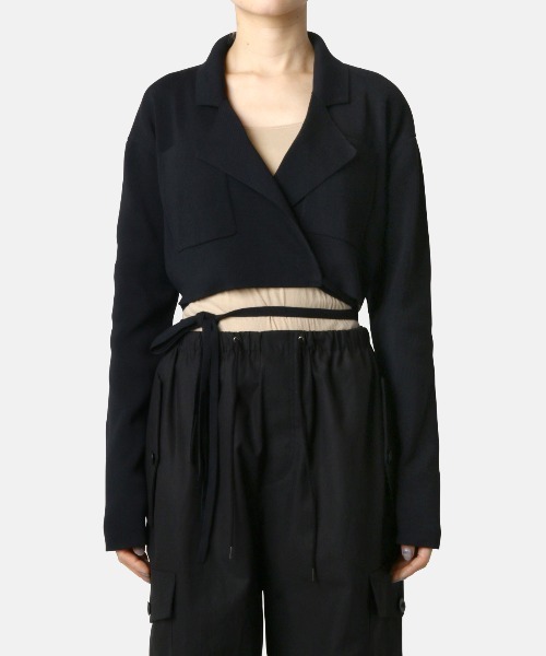 LE CIEL BLEU(ルシェルブルー)の「テーラードニットトップ / Tailored Knit Top(カーディガン/ボレロ・レディース・ベージュ/ブラック・36)」の10枚目の写真