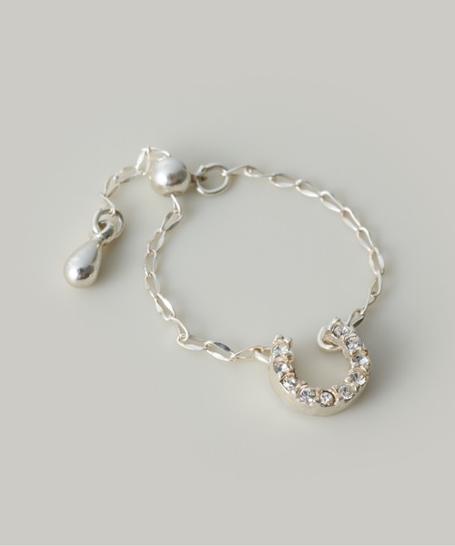 Jolie Toujours(ジョリトゥジュール)の「【金属アレルギー軽減】〈silver925〉ホースシューチェーンリング(リング・レディース・シルバー・FREE)」の2枚目の写真