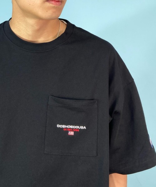 DC（ディーシー）の「DC/ディーシー  オーバーサイズ ポケットTシャツ/ワンポイント ドロップショルダー クルーネックTシャツ/DST231042（Tシャツ/カットソー・メンズ・グリーン/ホワイト/ブラック・M/L/2XL/XL）」の10枚目の写真