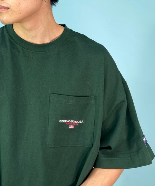 DC（ディーシー）の「DC/ディーシー  オーバーサイズ ポケットTシャツ/ワンポイント ドロップショルダー クルーネックTシャツ/DST231042（Tシャツ/カットソー・メンズ・グリーン/ホワイト/ブラック・M/L/2XL/XL）」の17枚目の写真