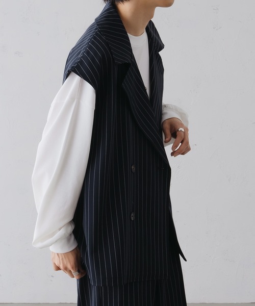 epnok（エプノック）の「ダブルテーラードストライプジレベスト（ベスト・メンズ・モカ/ネイビー/チャコールグレー・SMALL/MEDIUM/LARGE）」の15枚目の写真