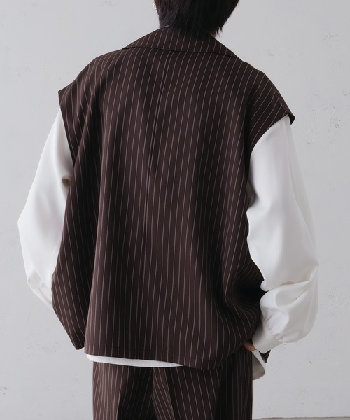 epnok（エプノック）の「ダブルテーラードストライプジレベスト（ベスト・メンズ・モカ/ネイビー/チャコールグレー・SMALL/MEDIUM/LARGE）」の7枚目の写真