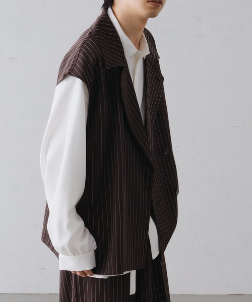 epnok（エプノック）の「ダブルテーラードストライプジレベスト（ベスト・メンズ・モカ/ネイビー/チャコールグレー・SMALL/MEDIUM/LARGE）」の6枚目の写真