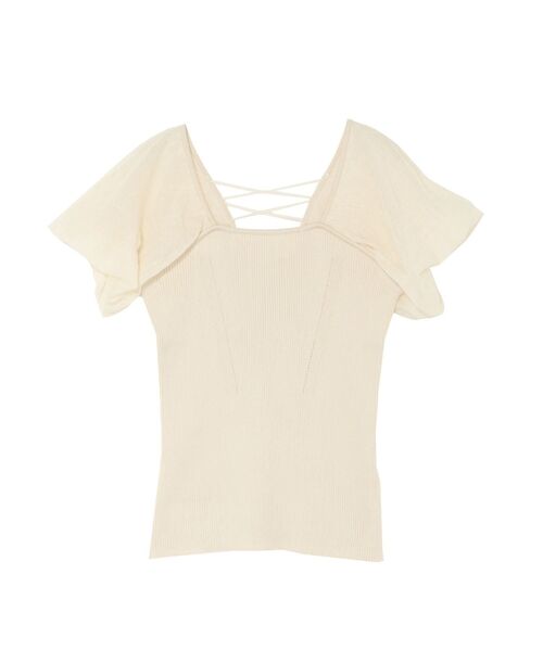 LAGUNAMOON（ラグナムーン）の「バルーンスリーブレースアップニットプルオーバー（ニット/セーター・レディース・ブラック/ホワイト/ネイビー・FREE）」の12枚目の写真