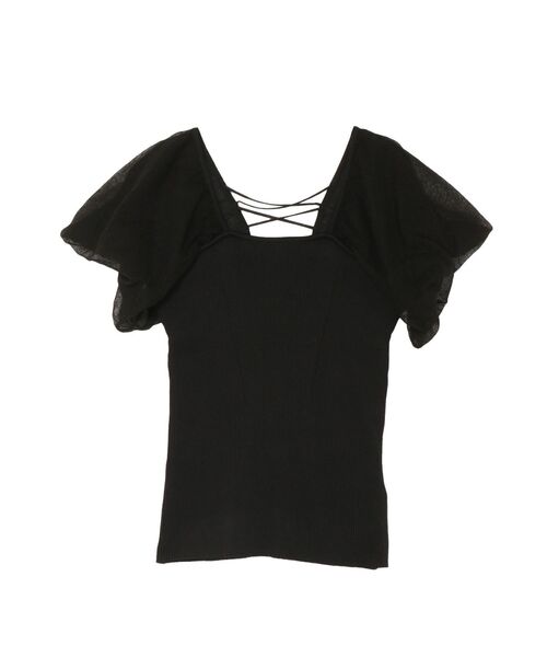 LAGUNAMOON（ラグナムーン）の「バルーンスリーブレースアップニットプルオーバー（ニット/セーター・レディース・ブラック/ホワイト/ネイビー・FREE）」の9枚目の写真