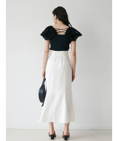 LAGUNAMOON（ラグナムーン）の「バルーンスリーブレースアップニットプルオーバー（ニット/セーター・レディース・ブラック/ホワイト/ネイビー・FREE）」の20枚目の写真