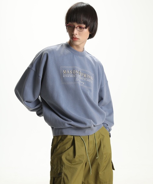 MASONPRINCE(メイソンプリンス)の「ヴィンテージ加工 ロゴ刺繍スウェット WY6205【MASONPRINCE】(スウェット・メンズ・ライトブルー/グレー・M/L/S)」の5枚目の写真