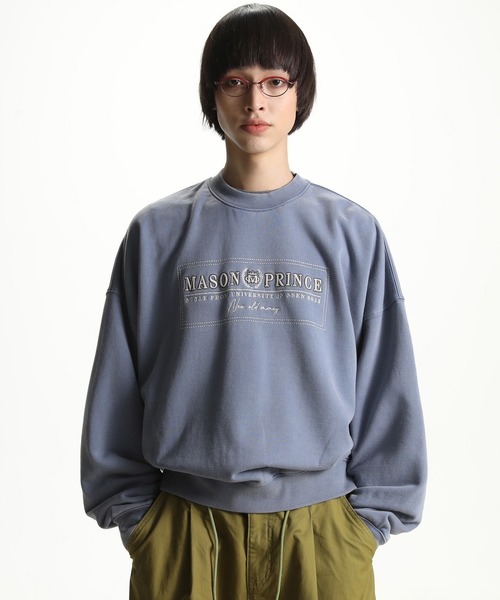 MASONPRINCE(メイソンプリンス)の「ヴィンテージ加工 ロゴ刺繍スウェット WY6205【MASONPRINCE】(スウェット・メンズ・ライトブルー/グレー・M/L/S)」の7枚目の写真