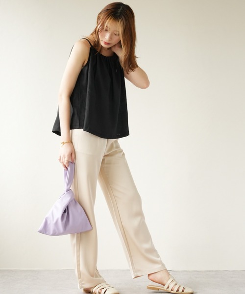 IAMUSE（アイアミューズ）の「リネンドロートップス S0935【IAMUSE】（キャミソール・レディース・ブラック/ベージュ・FREE）」の16枚目の写真