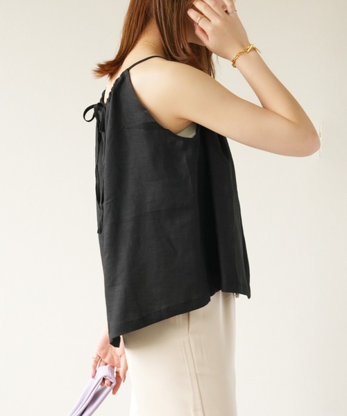IAMUSE（アイアミューズ）の「リネンドロートップス S0935【IAMUSE】（キャミソール・レディース・ブラック/ベージュ・FREE）」の12枚目の写真