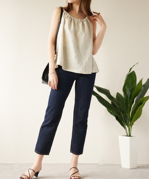 IAMUSE（アイアミューズ）の「リネンドロートップス S0935【IAMUSE】（キャミソール・レディース・ブラック/ベージュ・FREE）」の22枚目の写真