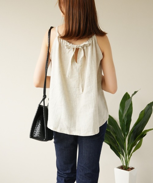 IAMUSE（アイアミューズ）の「リネンドロートップス S0935【IAMUSE】（キャミソール・レディース・ブラック/ベージュ・FREE）」の20枚目の写真