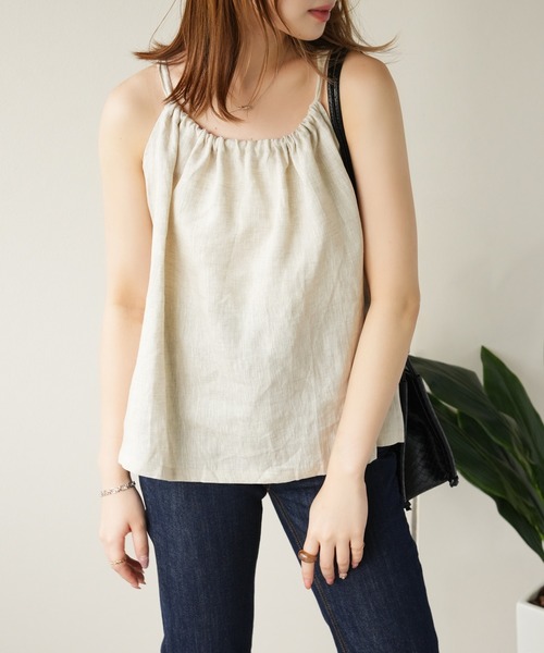 IAMUSE（アイアミューズ）の「リネンドロートップス S0935【IAMUSE】（キャミソール・レディース・ブラック/ベージュ・FREE）」の19枚目の写真