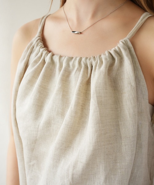 IAMUSE（アイアミューズ）の「リネンドロートップス S0935【IAMUSE】（キャミソール・レディース・ブラック/ベージュ・FREE）」の3枚目の写真