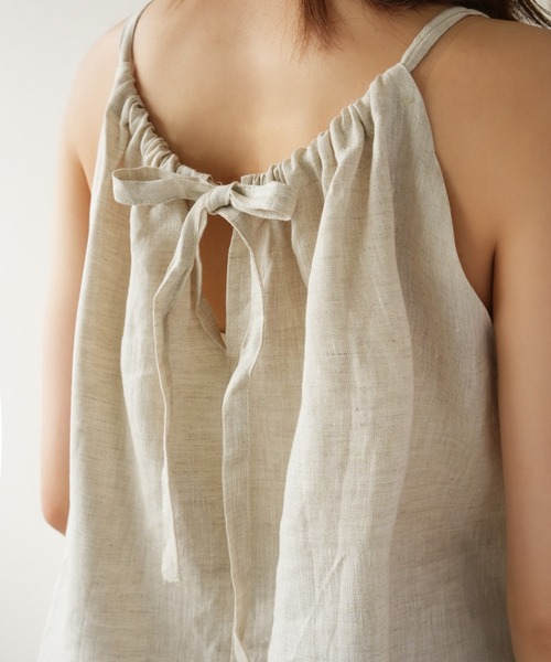 IAMUSE（アイアミューズ）の「リネンドロートップス S0935【IAMUSE】（キャミソール・レディース・ブラック/ベージュ・FREE）」の4枚目の写真