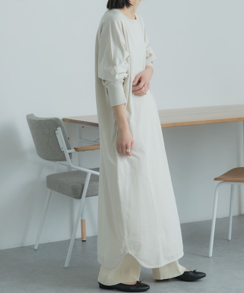 FORK&SPOON（フォークアンドスプーン）の「FORK&SPOON　ドルマンカットソーワンピース（ワンピース・レディース・ブラック/アイボリー/ブルー・1）」の10枚目の写真